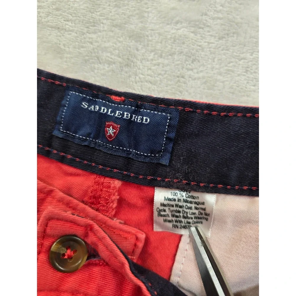Saddlebred Chino Shorts Mens 36‎ Red Coral Cotton Flat Front 9